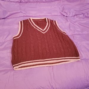 Medium brown and cream knitted sweater vest